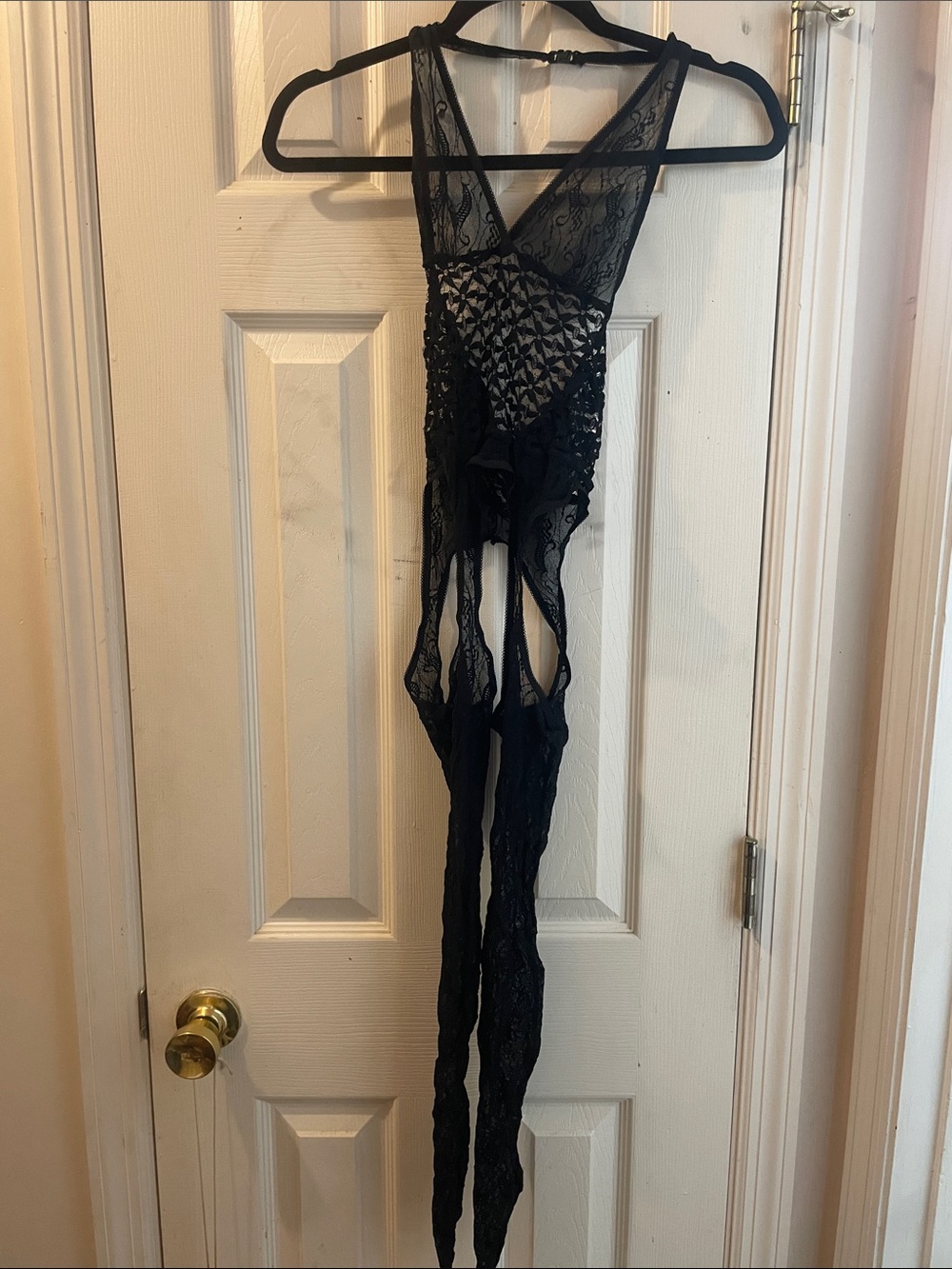 Frederick's of Hollywood Black Lace Cutout Bodystocking